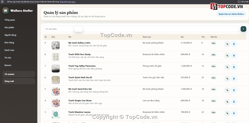 website đẹp,bán tranh,web bán tranh